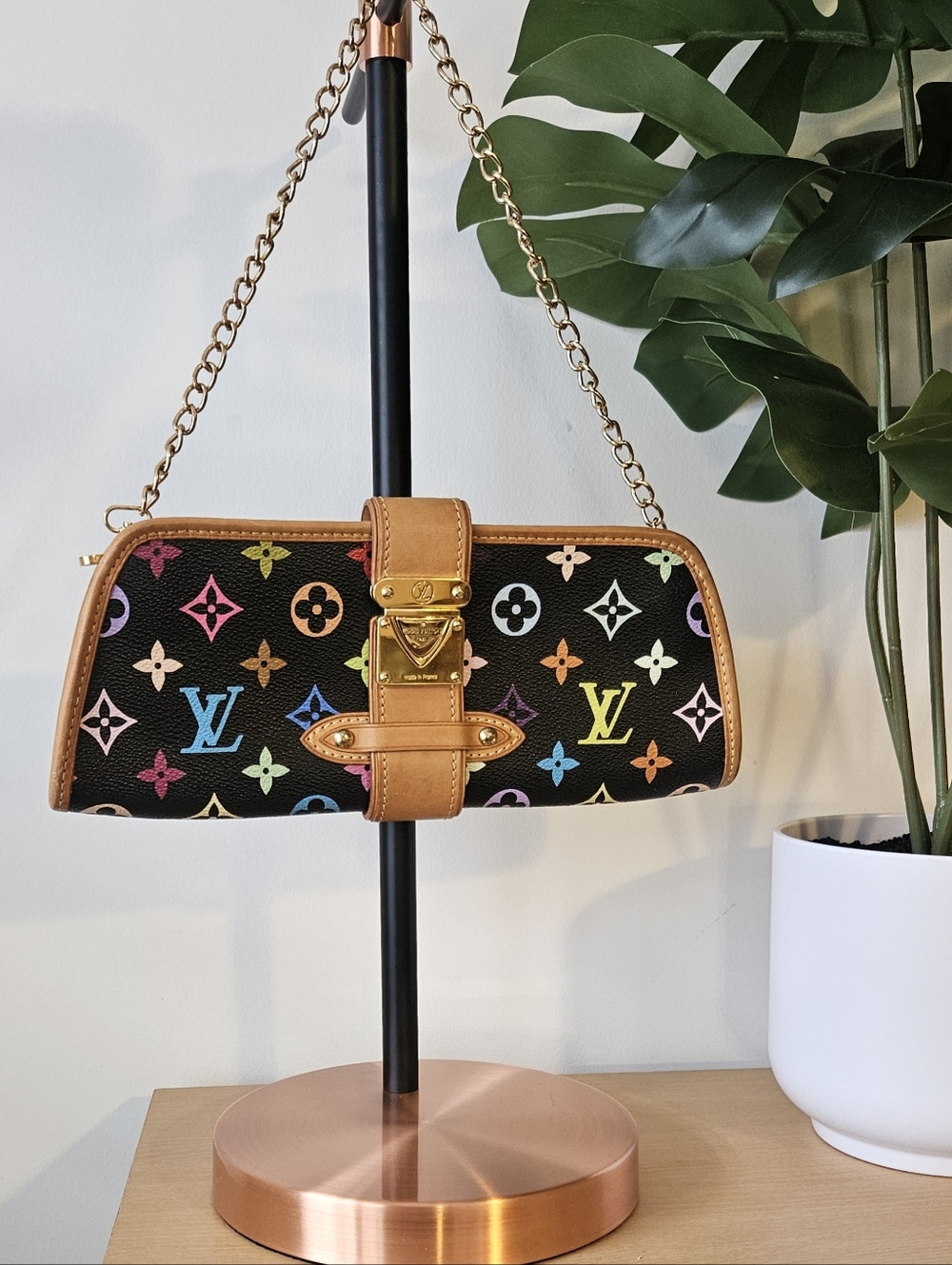 Louis Vuitton x Takashi Murakami RARE Black Multicolor Monogram Shirley Clutch🖤